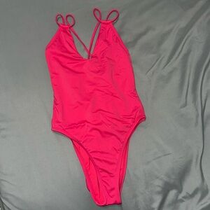 Pink one-piece swimsuit